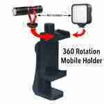 360 Degree Mobile Holder With Cold Shoe Mount For Extra Microphone Or Led Light -New| Alixoom