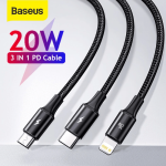 Baseus PD 20W 3-in-1 Fast Charging Data Cable Type-C to M+L+C | Alixoom