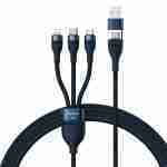 Baseus Two-for-three Fast Charging Cable (U+C to M+L+C) 100w- Blue -New| Alixoom