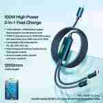 REMAX Kerolla Series 100W Aluminum Fast Charging Cable RC-093T (type C-type C+Lightning) -New| Alixoom